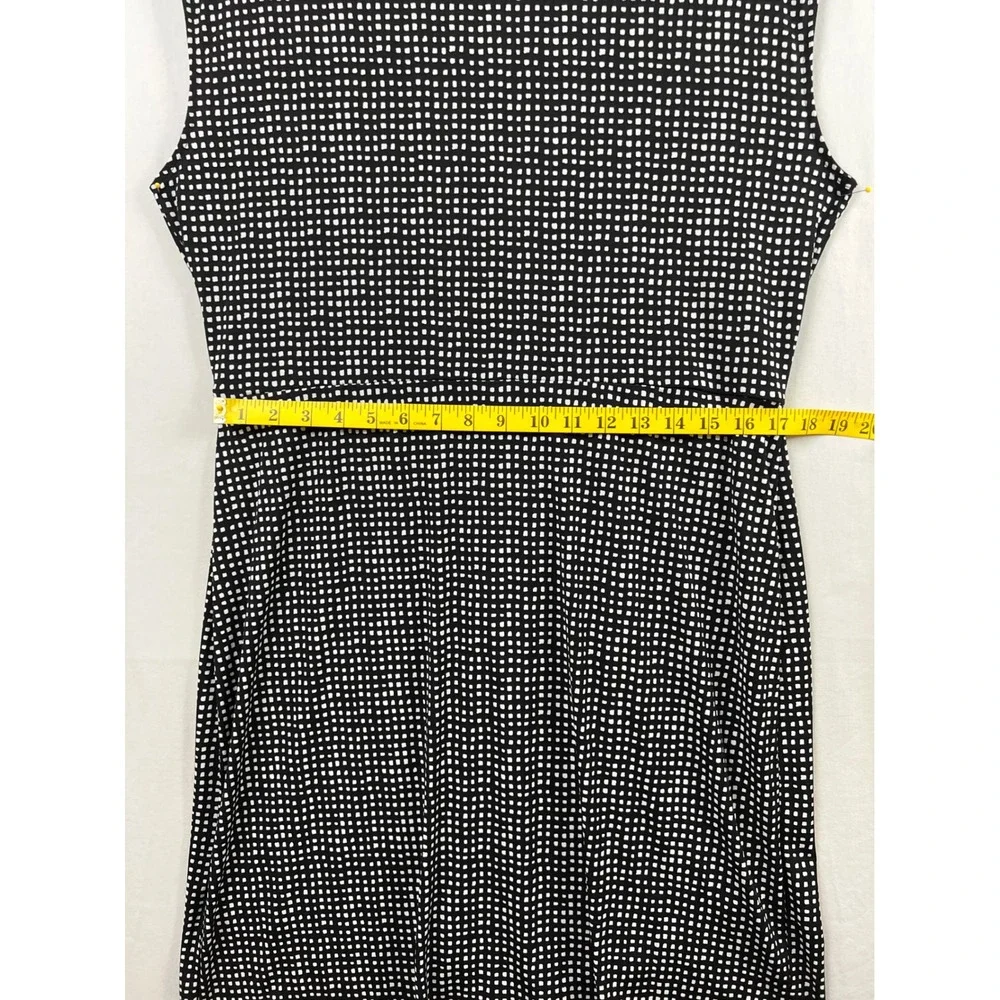 Michael Kors Faux Wrap Dress Womens XL Black White Grid Sleeveless V-Neck